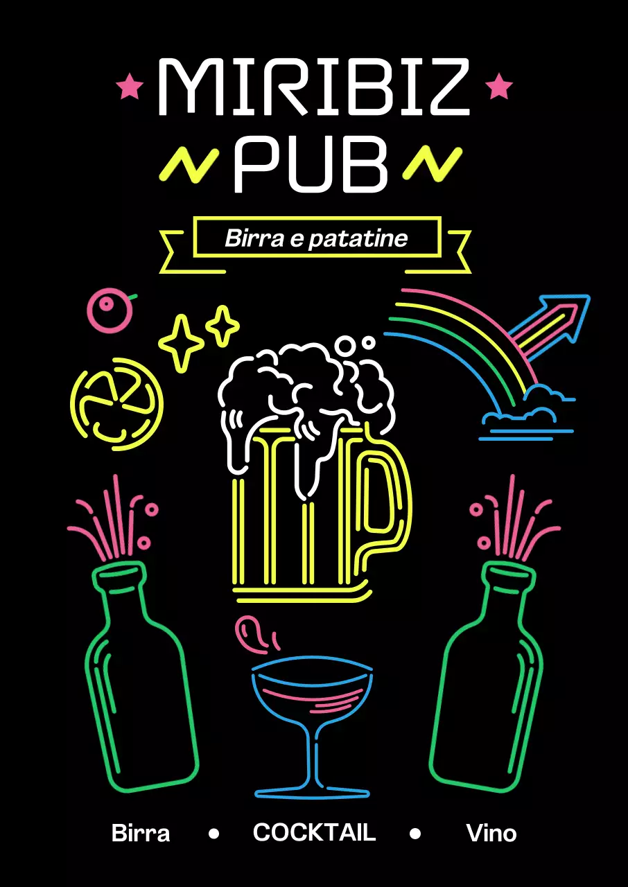 Un pub pieno di insegne al neon