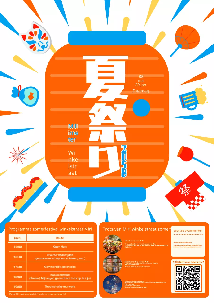 Promoot zomerfestivals met een leuk en kleurrijk concept in oranje