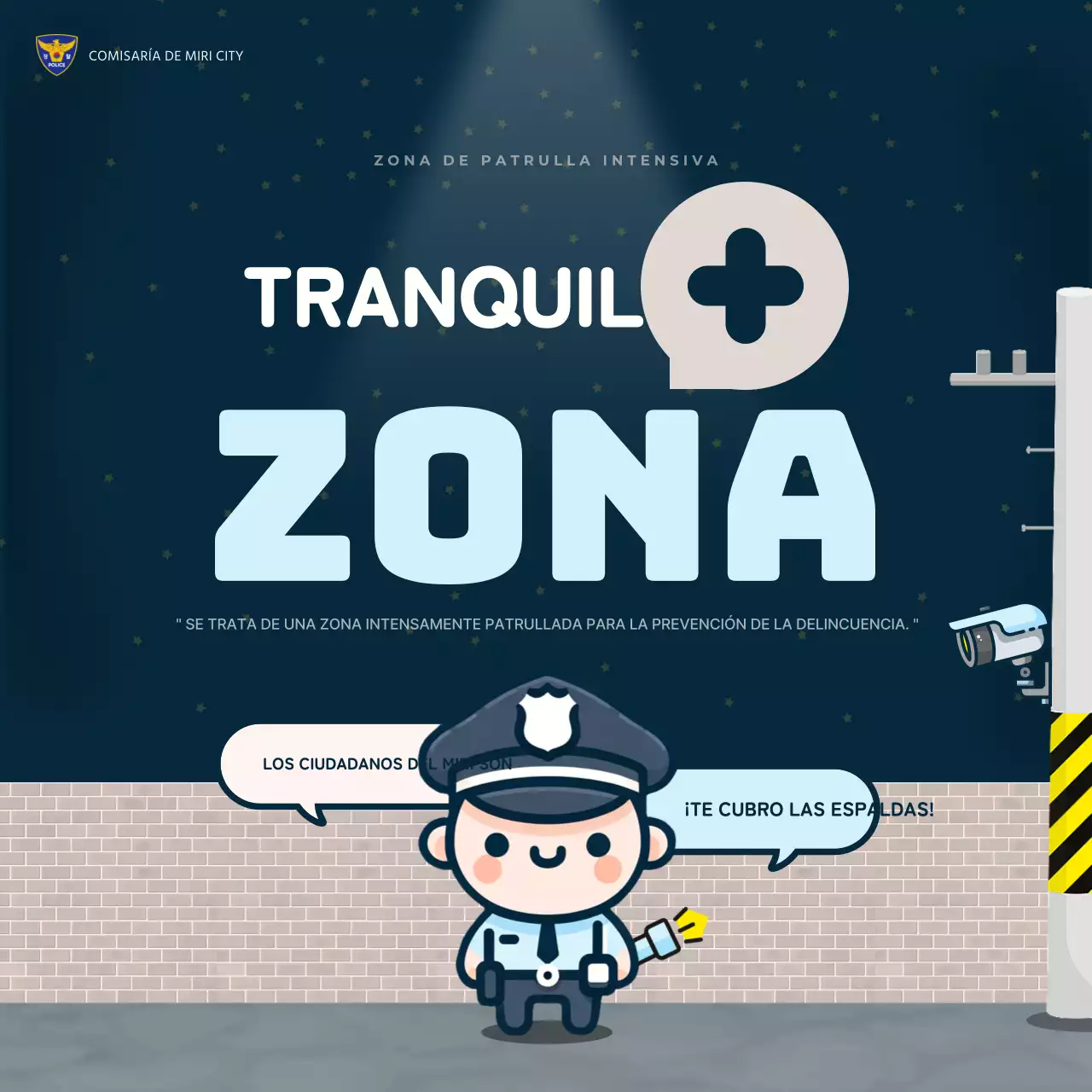 Promover zonas de alto patrullaje sencillas en azul marino y azul claro