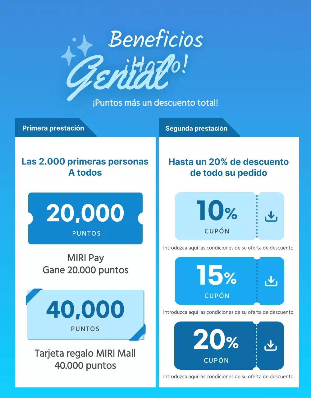 Promueva una moderna venta de verano en azul y celeste