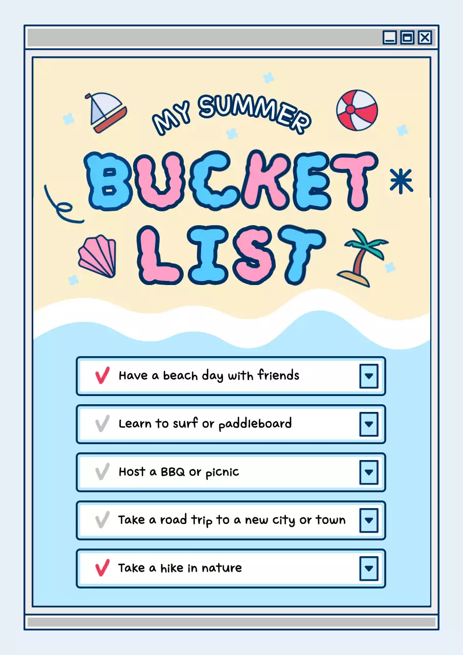 Beige Playful Summer Checklist Poster