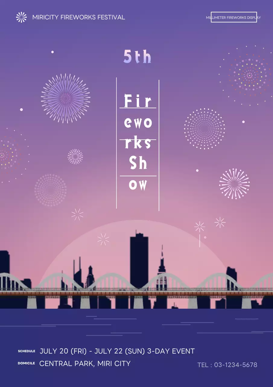 Poster thông báo lễ hội hiện đại màu tím