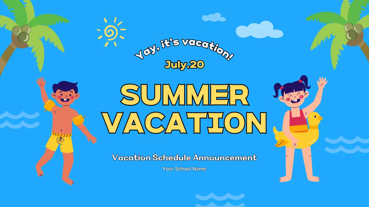 Blue Playful Vacation Announcement Presentation