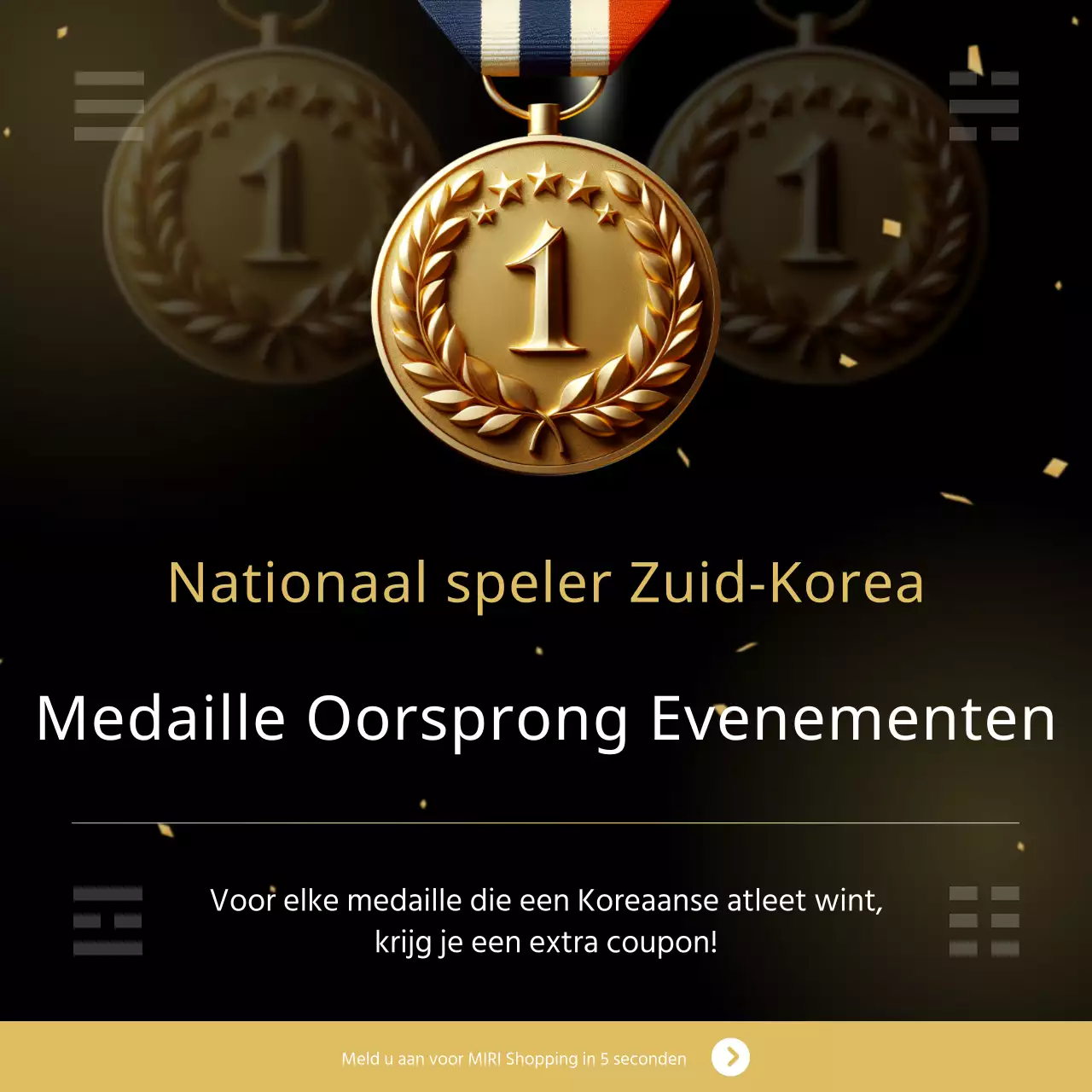 Promoot je evenement met een eenvoudige geel-witte medaille oorsprong evenement
