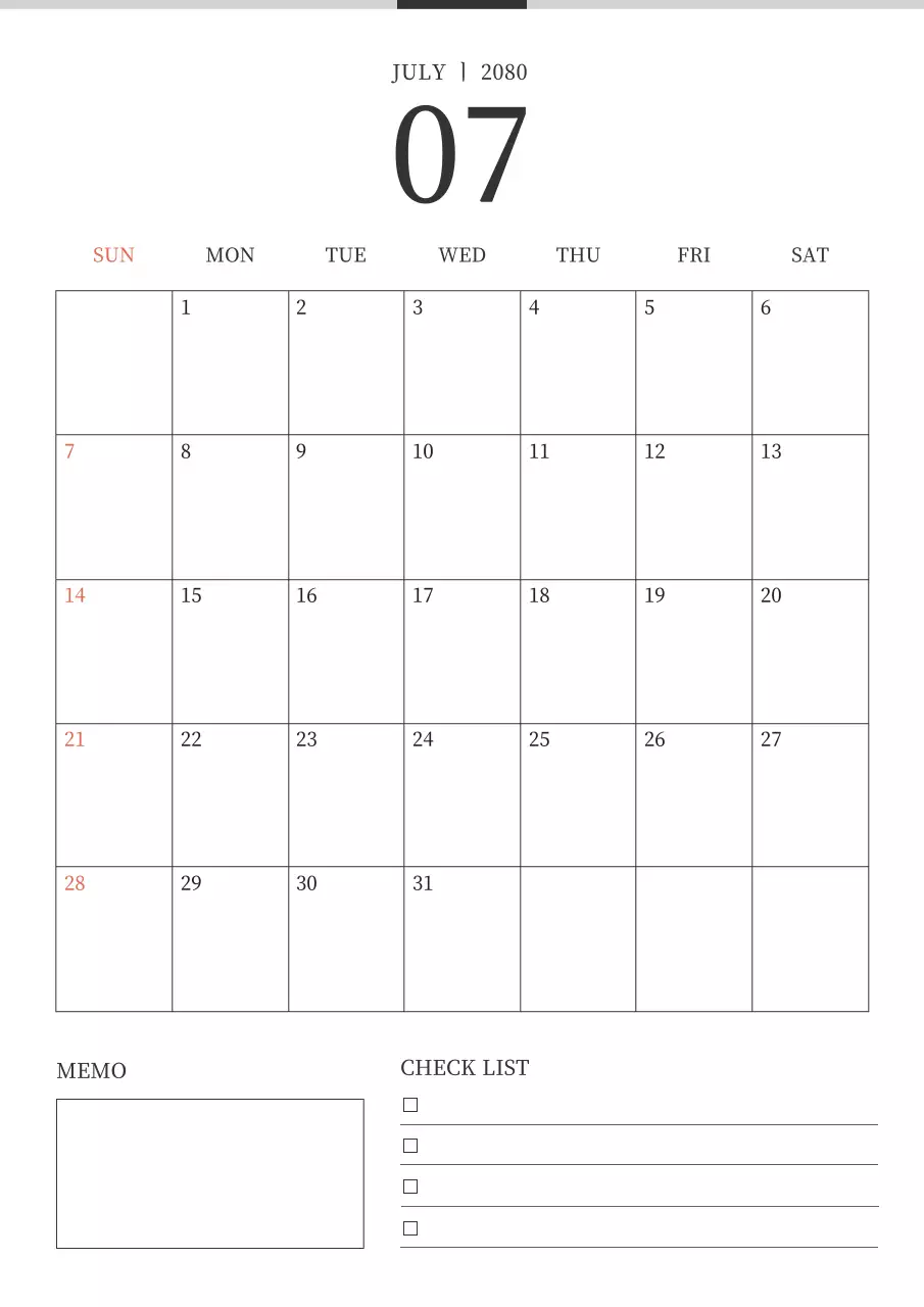 흰색과 검은색의 심플한 스케줄 달력