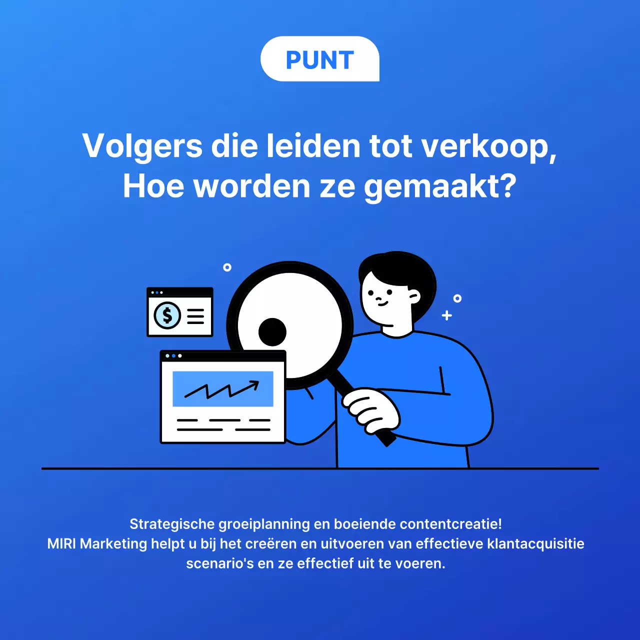 Eenvoudige marketingadvertentie van een social media-bureau in blauw