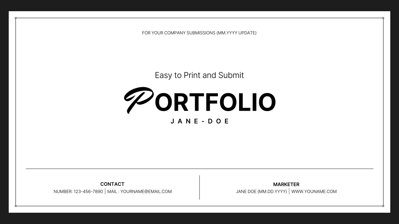 Black Minimal Portfolio Document Presentation