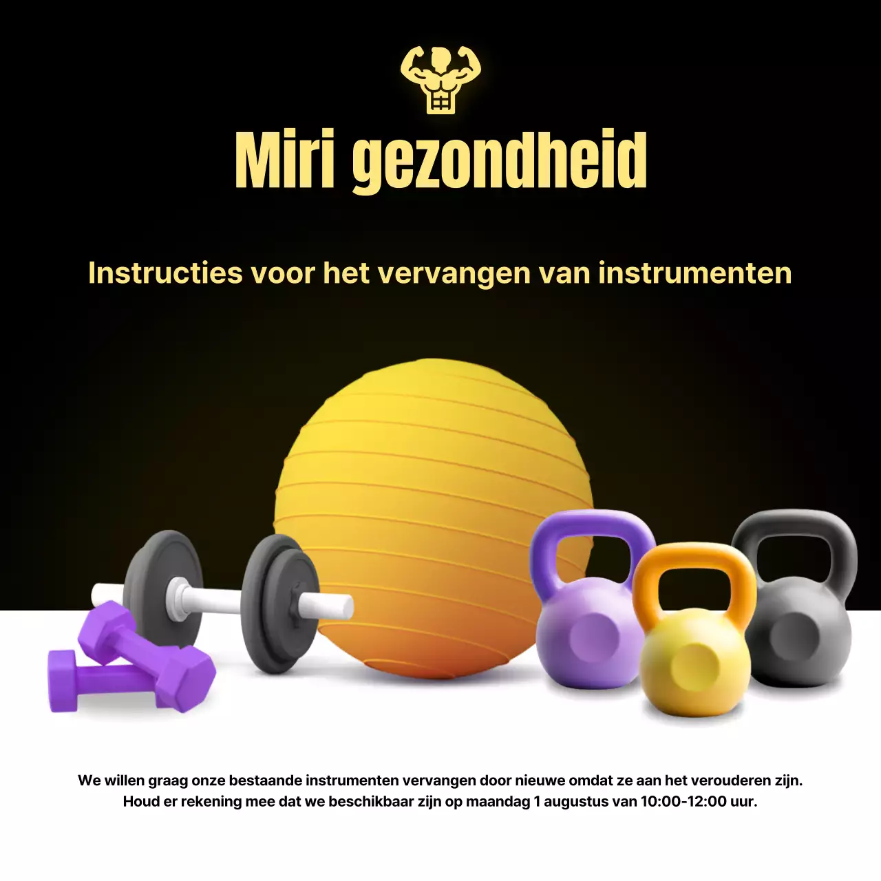 Aankondiging van de vervanging van de gele, eenvoudige fitnessmachine