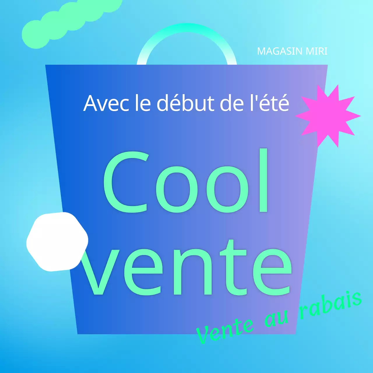 Promouvoir une vente d'été moderne en bleu clair et chartreuse