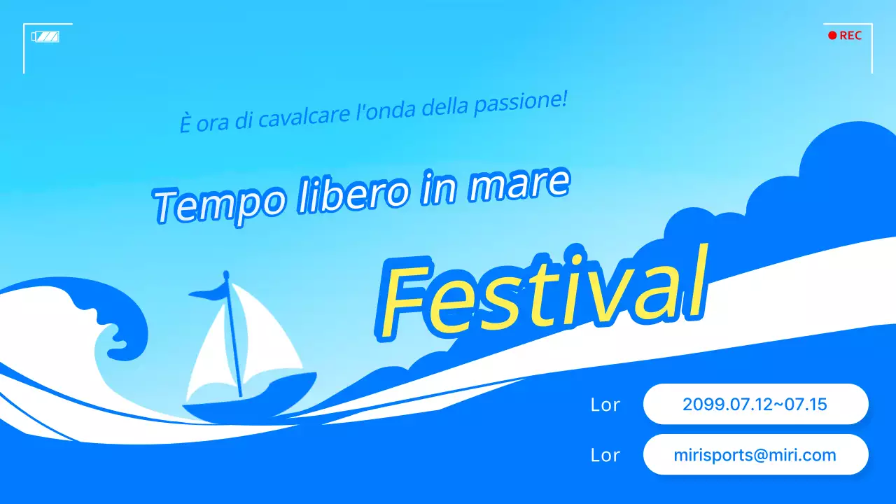 Promozione di un semplice festival del tempo libero marino blu e giallo