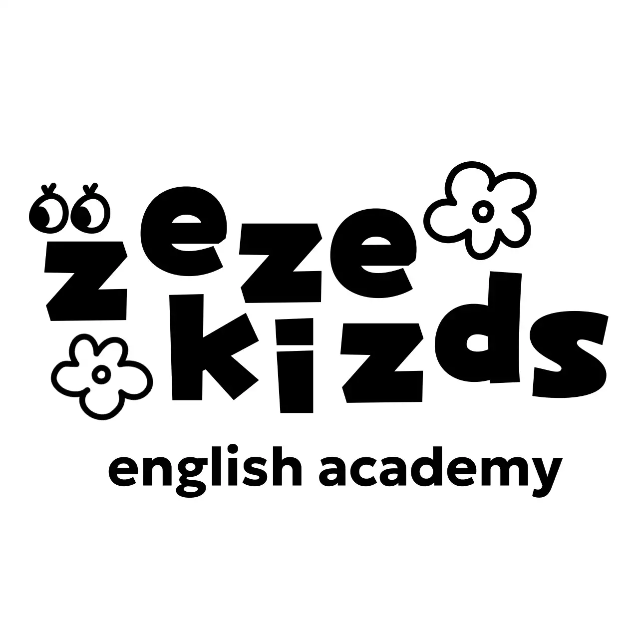 귀여운 느낌의 폰트와 손그림이 있는 영어 학원 홍보