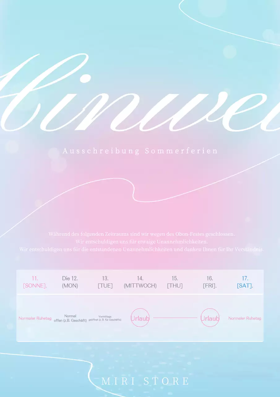 Ein verträumtes Konzept Urlaubsflyer unter dem Meer in blau und rosa