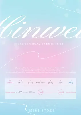 Ein verträumtes Konzept Urlaubsflyer unter dem Meer in blau und rosa