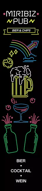 Eine Kneipe voller Leuchtreklamen-Grafiken