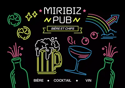 Un pub plein d'enseignes lumineuses