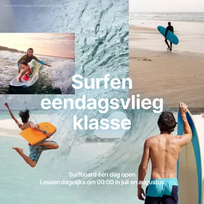 Promoot vintage surfplanklessen in hemelsblauw en blauw