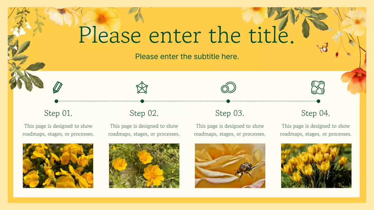 노란색 꽃 꽃 프레젠테이션