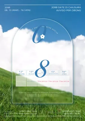 Una lettera di auguri pulita e nitida, in blu e verde.