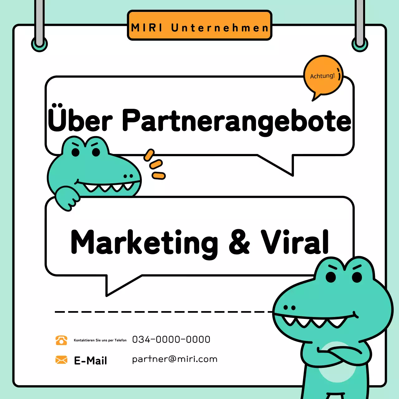 Werbung für Partneranfragen in den Trendfarben Orange und Mint