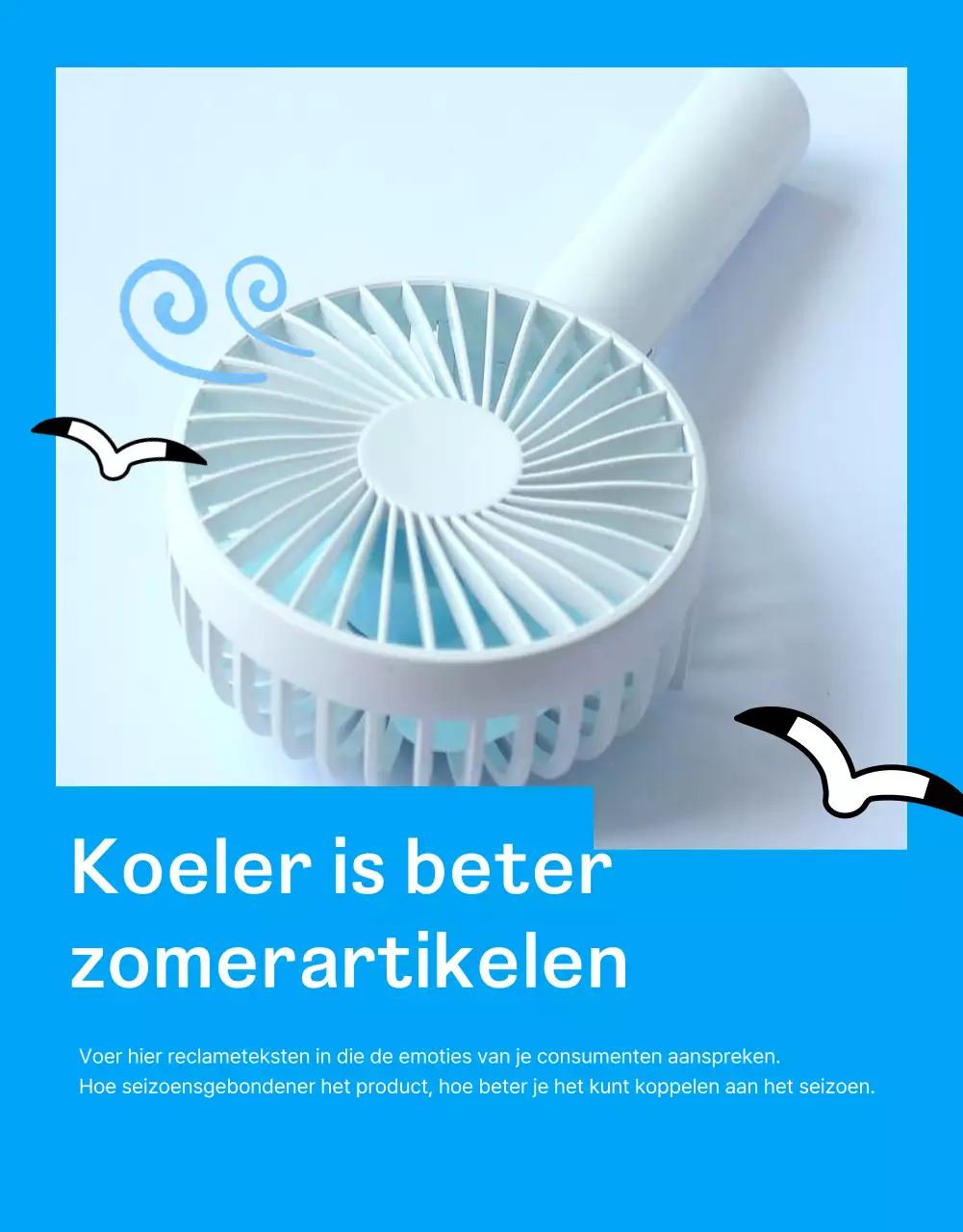 Moderne zomerse promotieadvertentie in lichtblauw