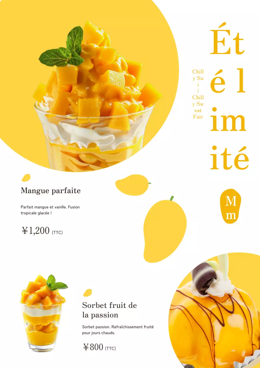 Nouveau menu d'été simple, jaune et blanc PR