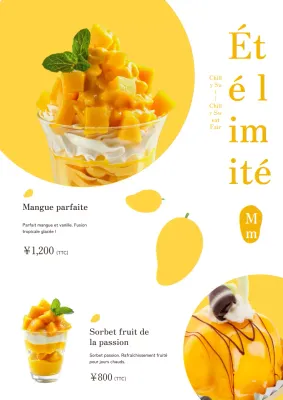 Nouveau menu d'été simple, jaune et blanc PR