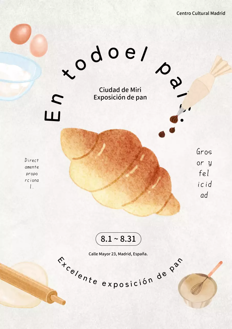 Publicidad exposición pan vintage beige y marfil.