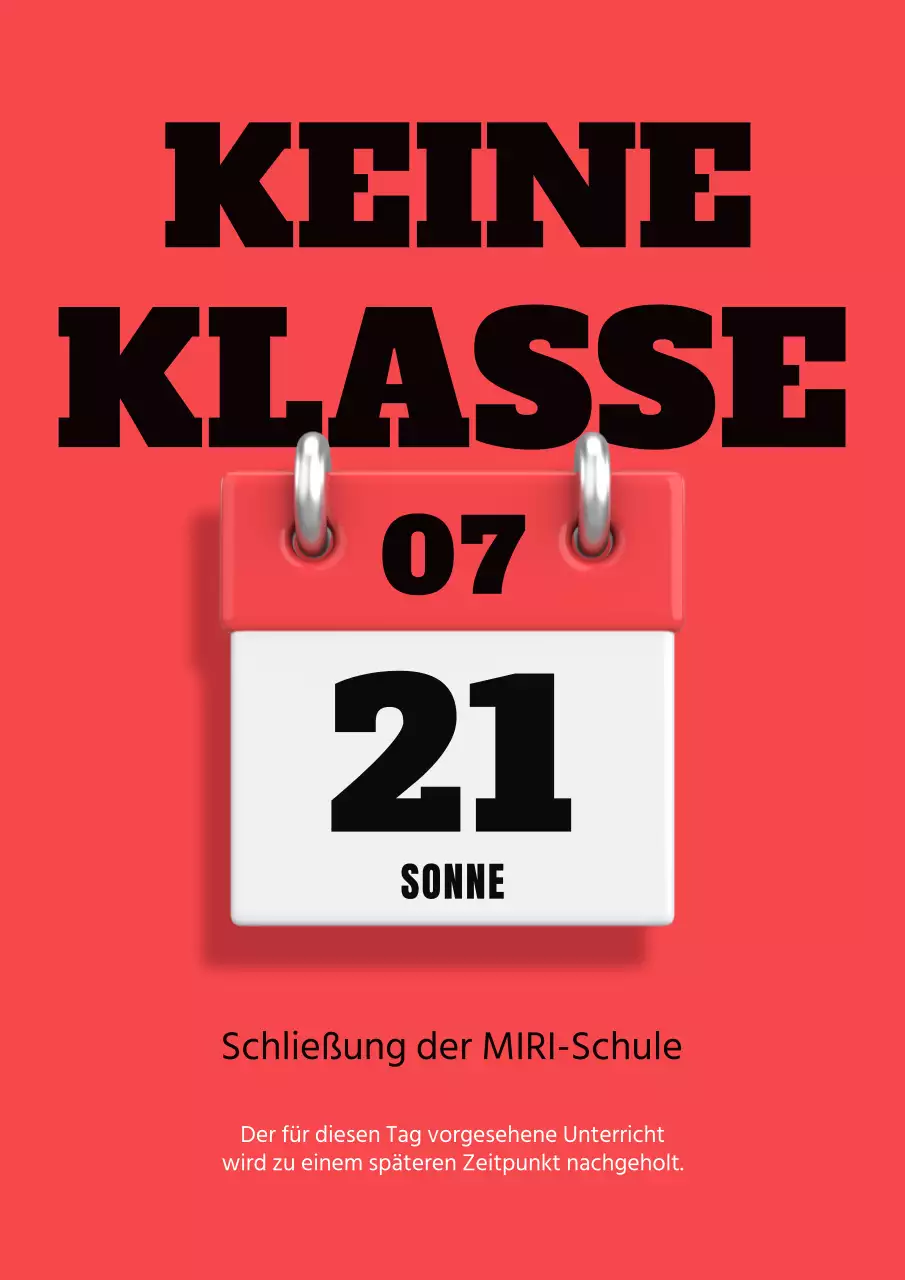 Ein einfacher Schulschließungsbescheid in Rot und Schwarz