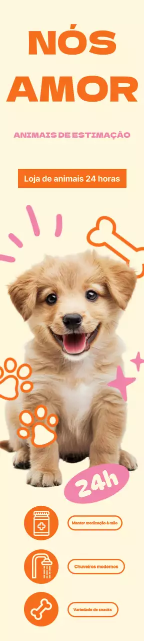 Uma loja de artigos para animais de estimação aberta 24 horas por dia com cachorrinhos giros