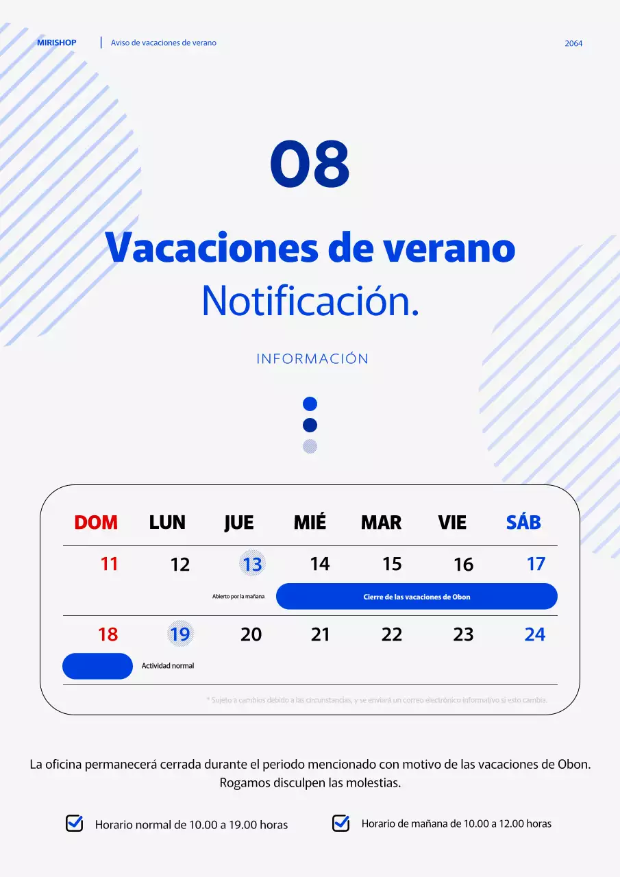 Un concepto sencillo de carta de vacaciones en azul