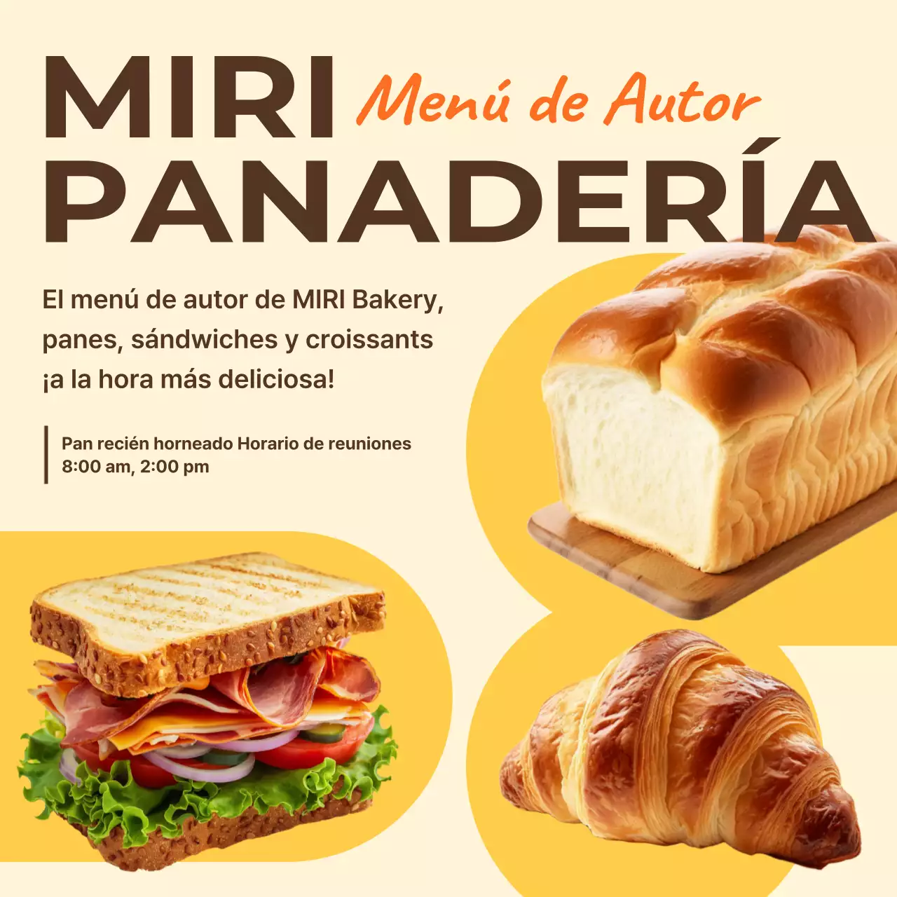 Promover el sencillo menú de la panadería Yellow's