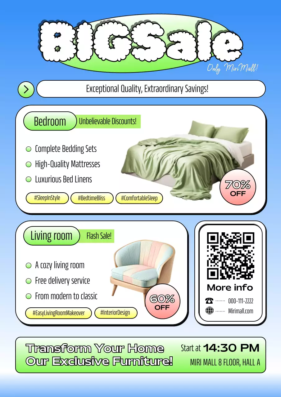 Blue Trendy Furniture Sale Promotion Poster