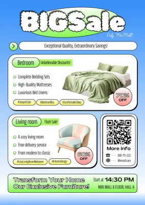Blue Trendy Furniture Sale Promotion Poster