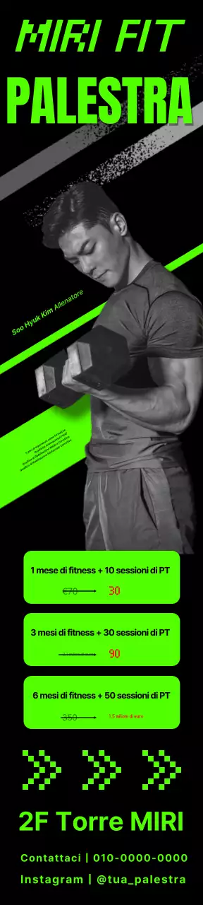 Poster e striscioni per allenatori di palestra dai colori neon e dal ritmo incalzante