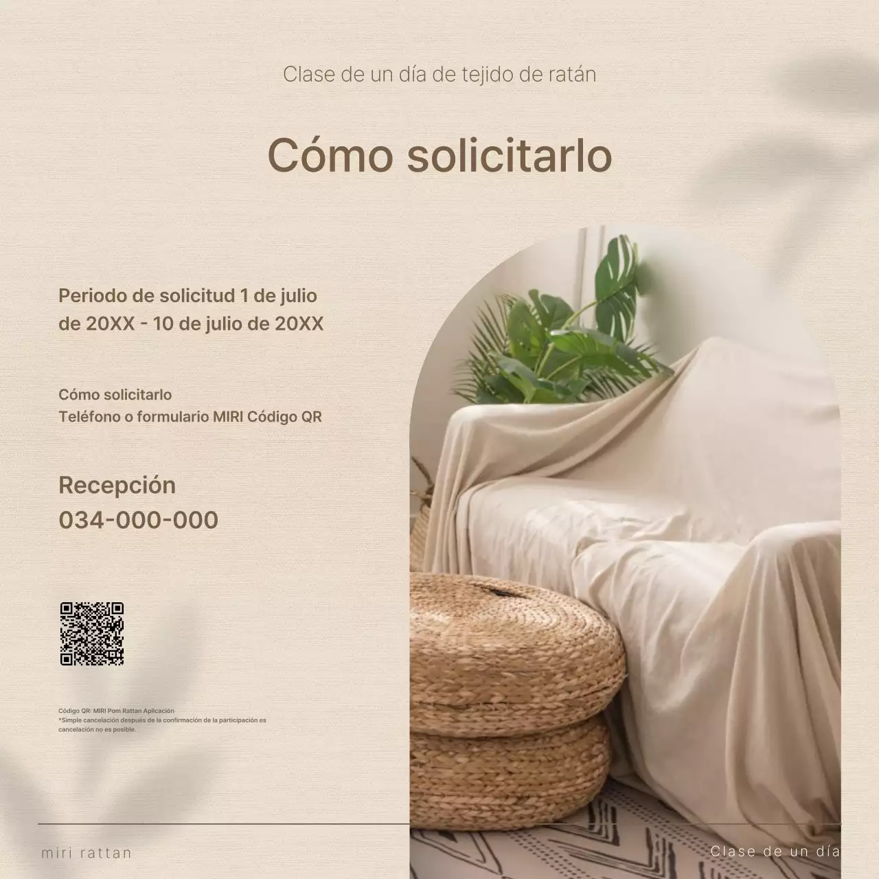 Sencillo interior de verano en beige y marrón Promover la creación de accesorios de ratán