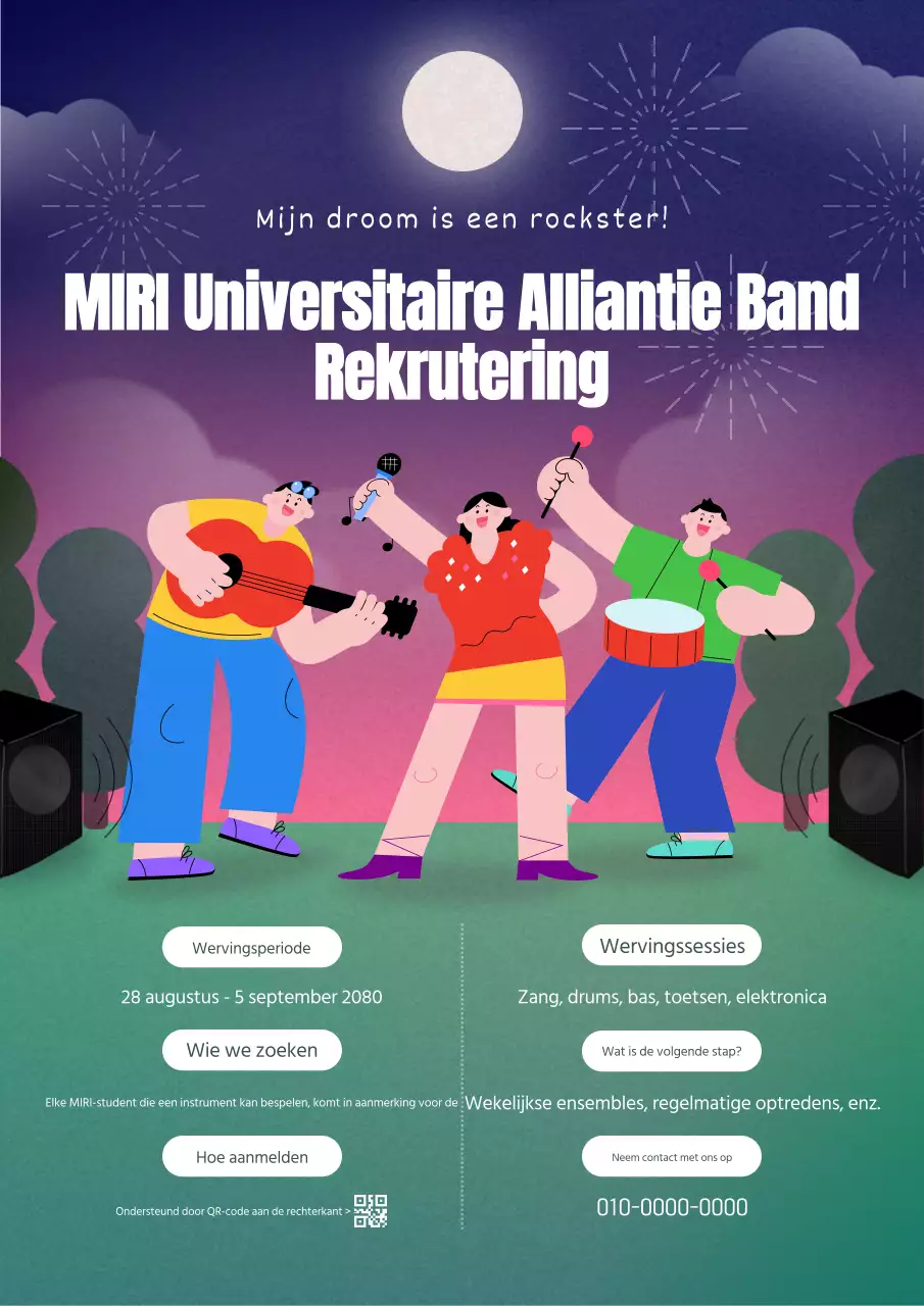 Een groen-witte rockband is op zoek naar nieuwe leden.