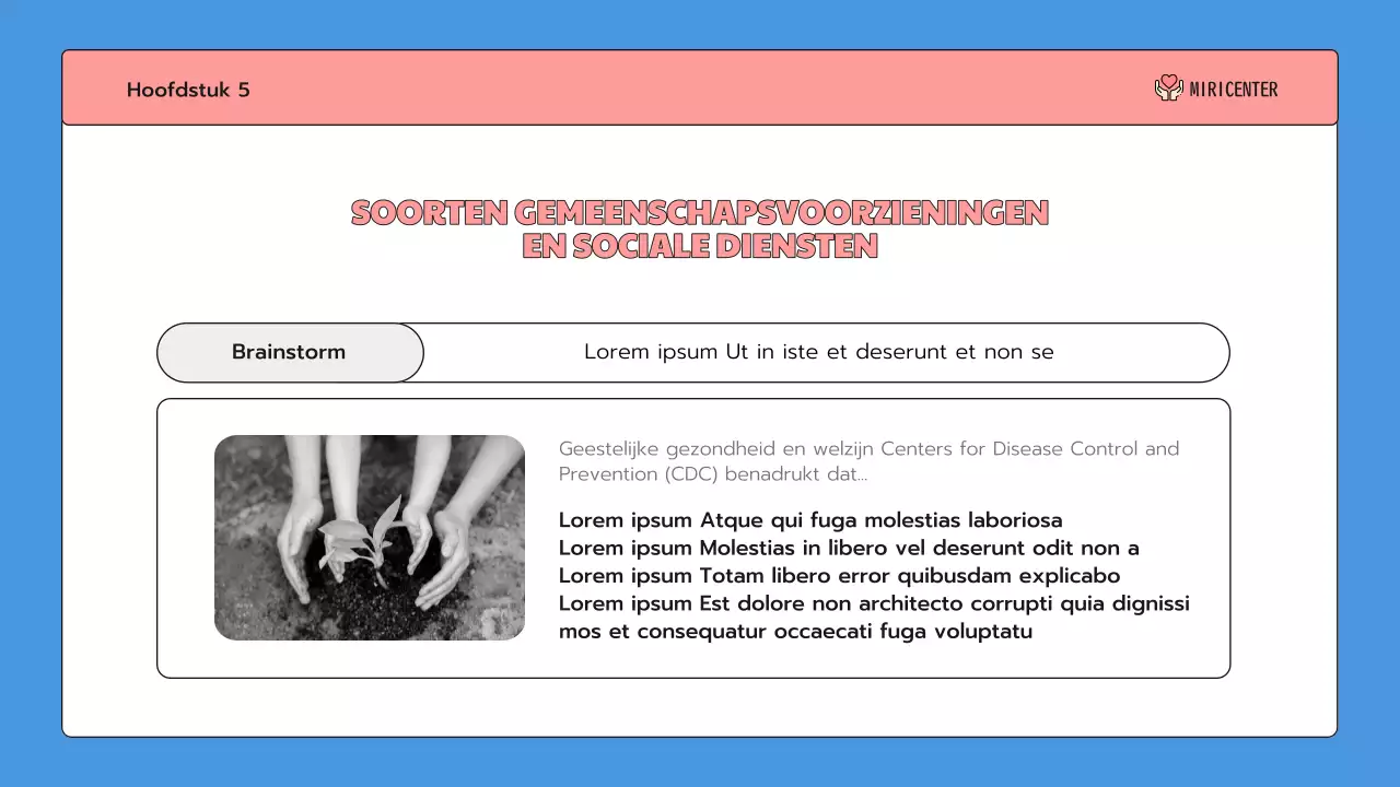 Een schattige blauw met roze introductie voor de community service