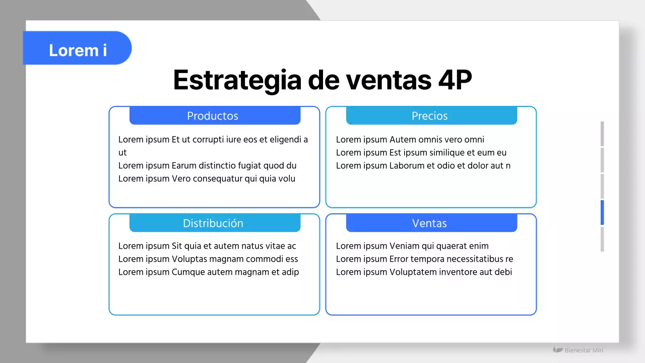 Propuesta sencilla de productos de bienestar en azul y azul claro