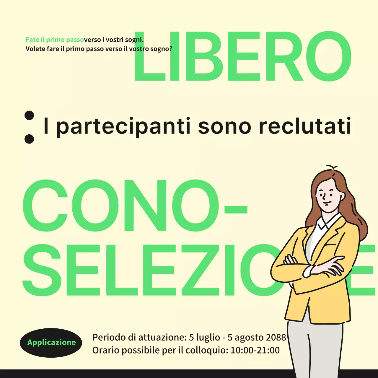 Promuovete sessioni di consulenza professionale gratuita con semplici colori avorio e giallo-verde.