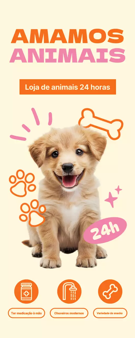 Uma loja de artigos para animais de estimação aberta 24 horas por dia com cachorrinhos giros
