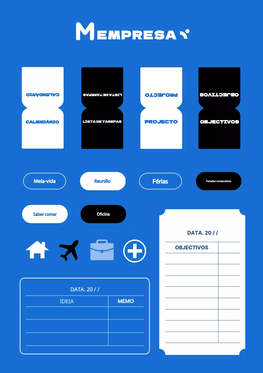 Uma coleção de autocolantes de etiquetas em azul