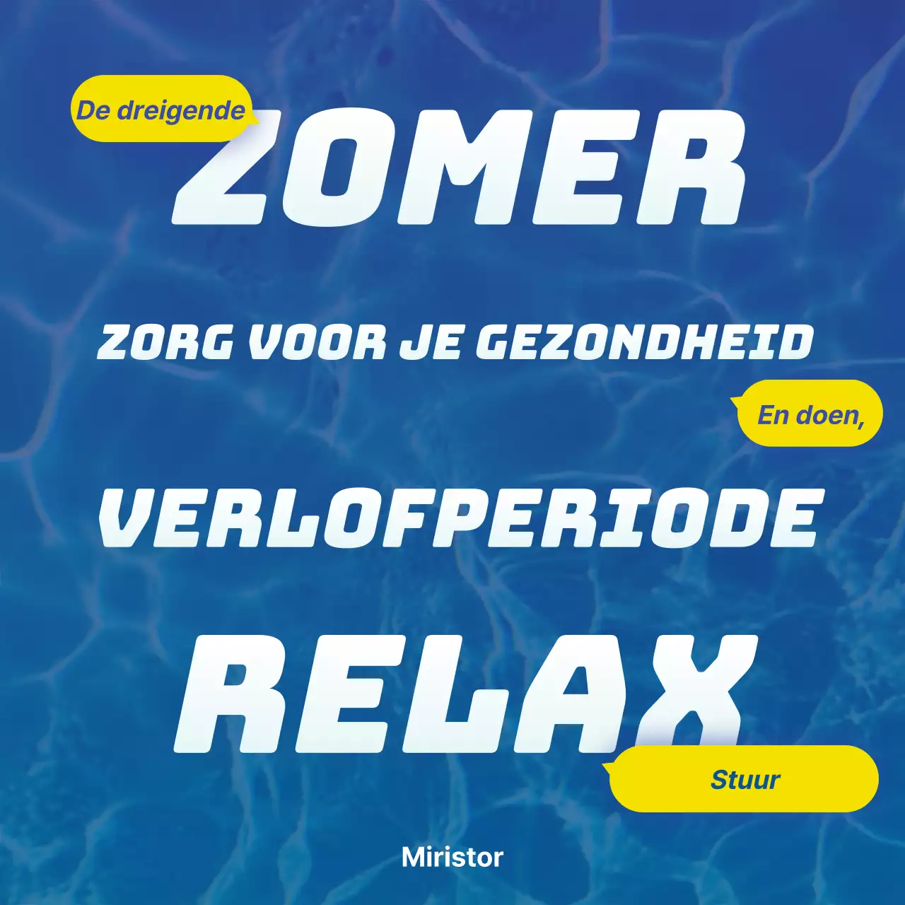 Zomergroet post met gele accenten op blauw
