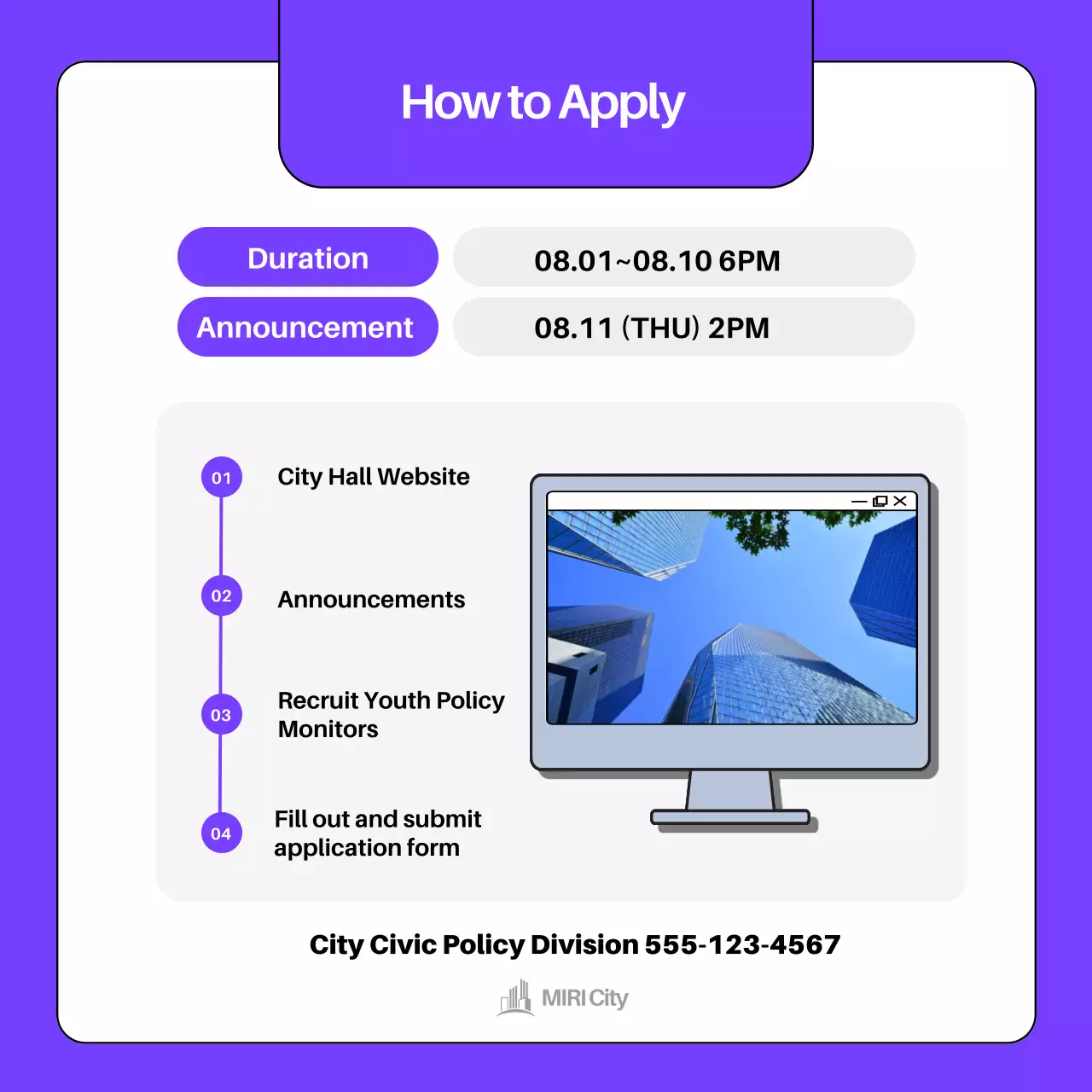 Purple Modern Youth Recruitment Instagram Carousel