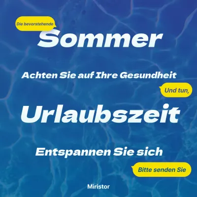 Sommergrüße Post mit gelben Highlights auf blau
