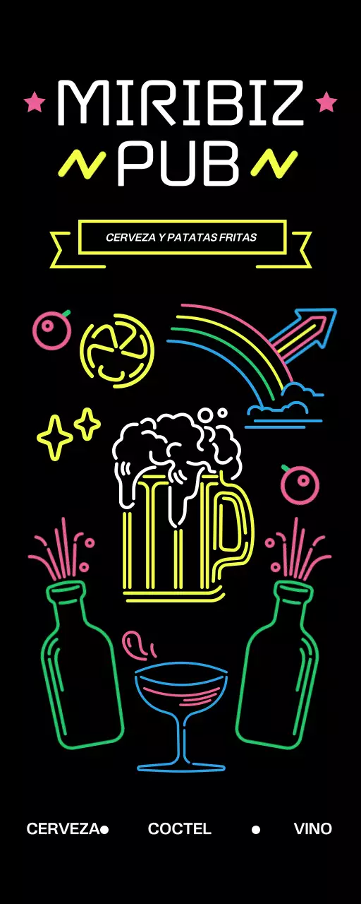 Un pub lleno de carteles de neón