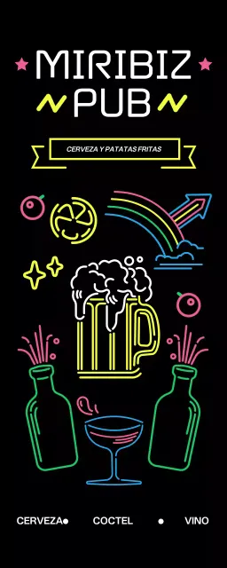 Un pub lleno de carteles de neón