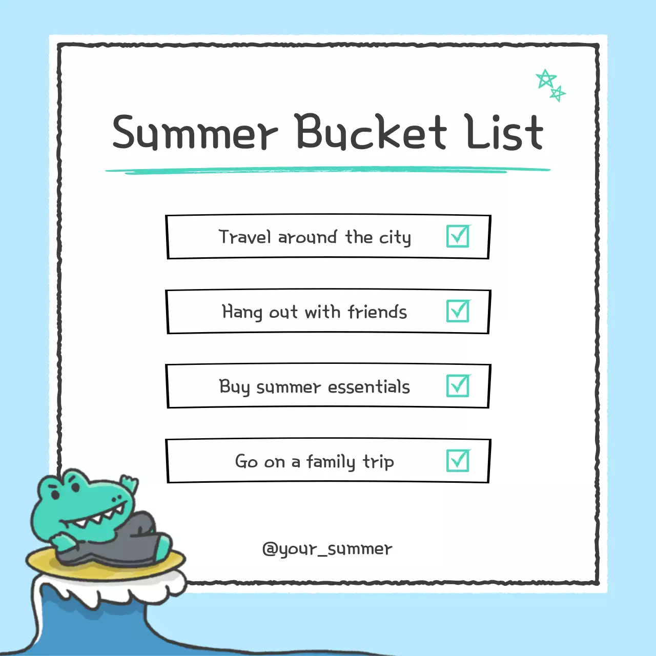 Blue Simple Summer Checklist Social Media Post