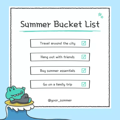 Blue Simple Summer Checklist Social Media Post