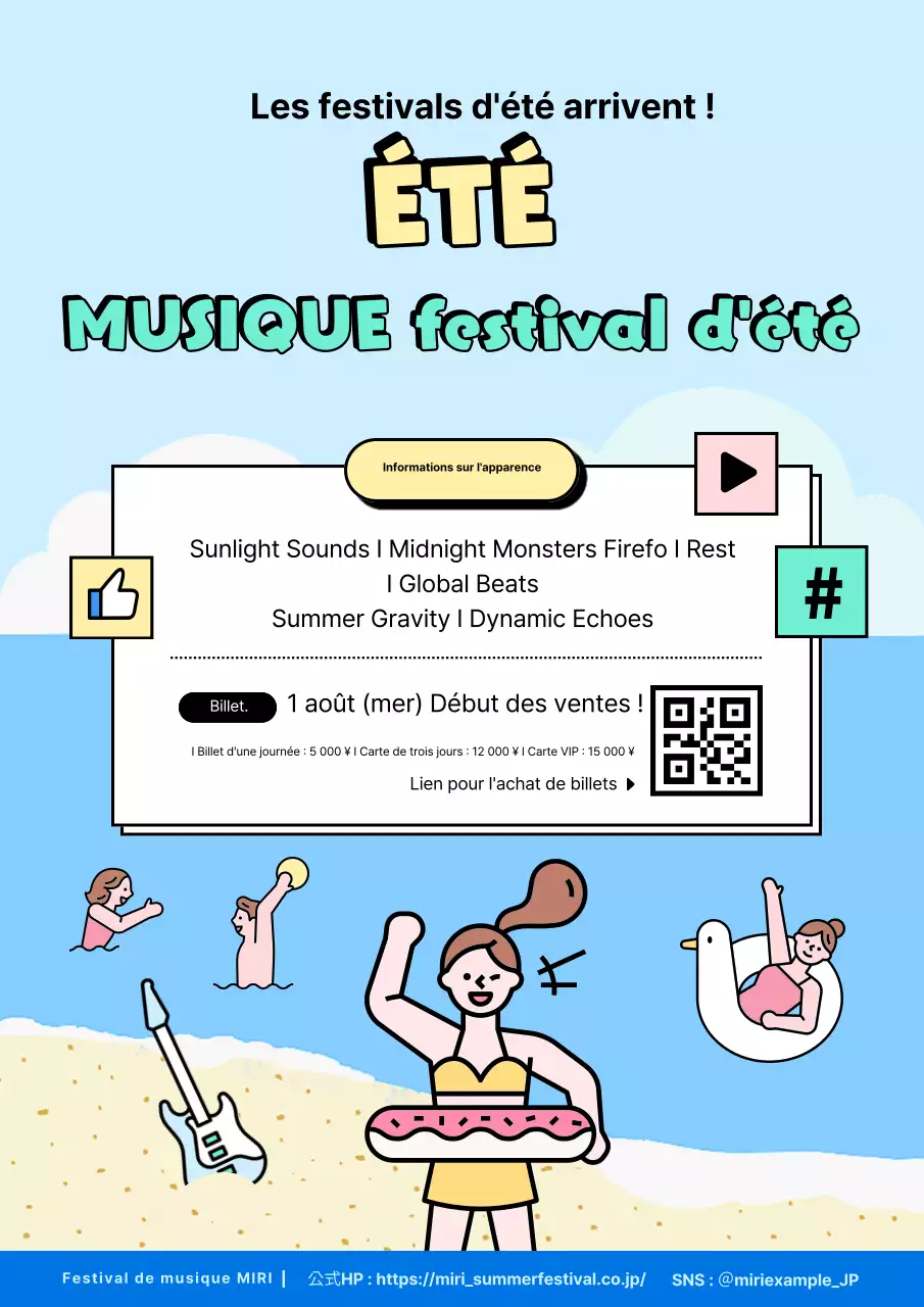 Festival d'été pop bleu et bleu clair PR