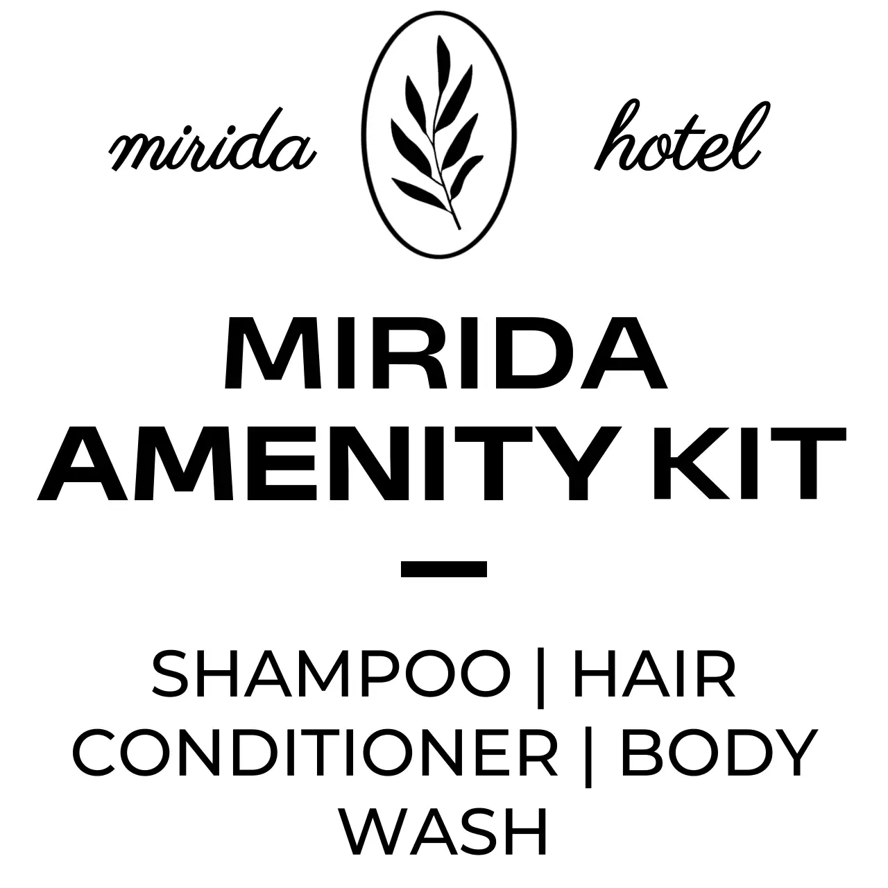 필기체와 식물 드로잉이 있는 고급스러운 어메니티 로고